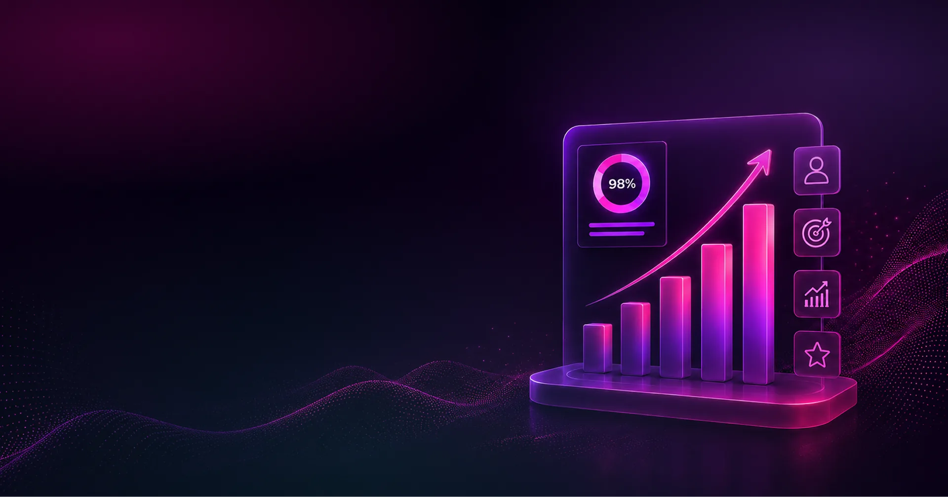3D bar chart backdrop illustrating OSAM Websites client results